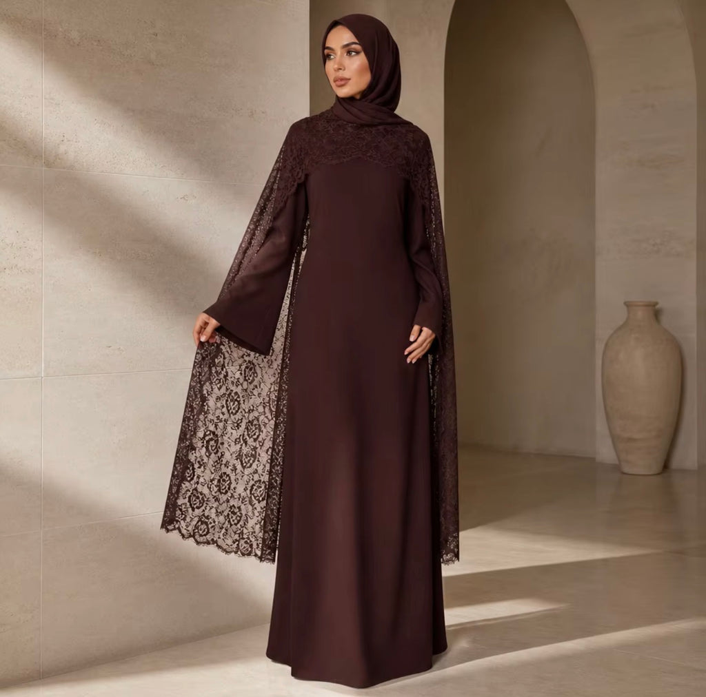 Dress with Lace Cape